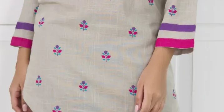 Beige Irish Linen Block Printed Kurta with Matching Shalwar – SHK-1012