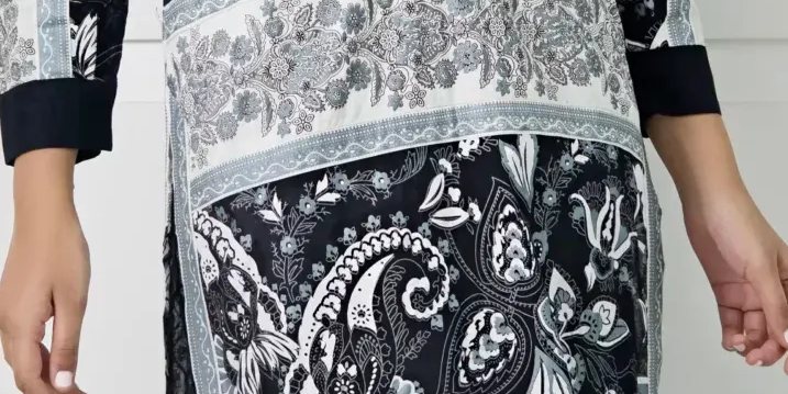 Black block printed kaftan tunic with capri pants