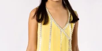 Yellow Angarkha Paired with Crushed Silk Azaar & Matching Shaded Dupatta – SHKK-821-2