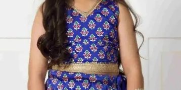 Electric Blue Block Printed Lehenga & Choli With Organza Dupatta – Shk-1052