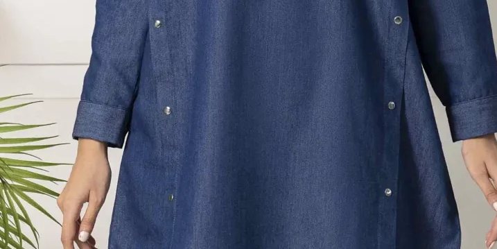 Blue Denim Shirt With Matching Azaar Pants With Detailing