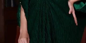 Green Crushed Velvet Kaftan with Silver & Gold Detailing – SHK-1043
