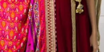 Maroon Velvet Anarkali with Gotaa Detailing Paired with Crushed Gold Azaar Pants & Dupatta – SHK-1048
