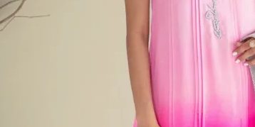 Hot pink shaded shirt with grey detailing paired with hot pink capri & grey organza dupatta – SHK-968