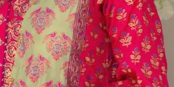 Sea green & hot pink block printed shirt with matching shalwar & dupatta – SHK-971