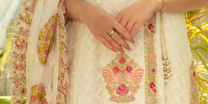 White & Pink Shaded Angharkha with Embellished Dupatta – SHK-925