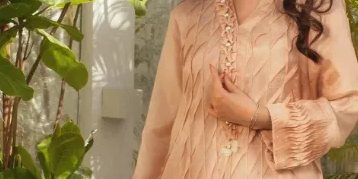 Tea Pink Pleated Long Shirt with Mughal Miniature Digital Printed Dupatta – SHK-936