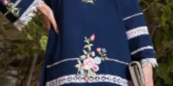 Navy Blue Shirt With Embroidery And Lace Detailing Paired With Matching Shalwar – SHK-1062
