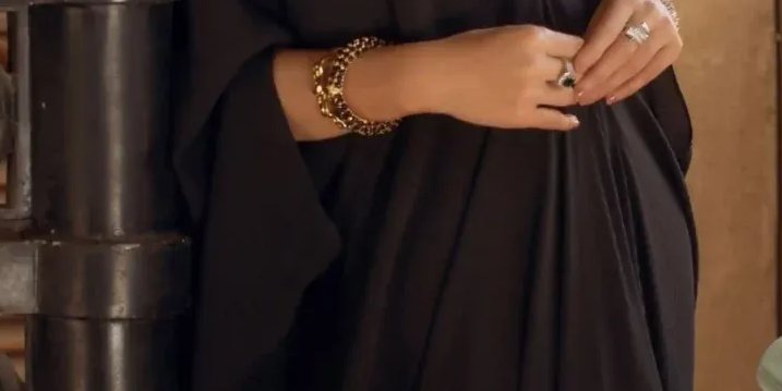 Black kaftan with antique handwork – SHK-1102