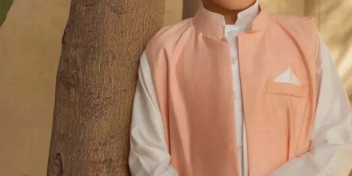 Khaadi silk kurta & pyjama with pink waist coat – SHKK-1099