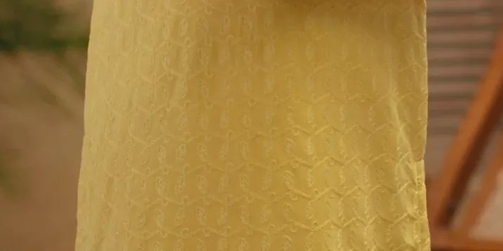 Yellow chikan long shirt with matching azaar – SHKK-1097