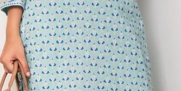 Light Blue Block Printed Shirt With Matching Azaar – Shk-1124