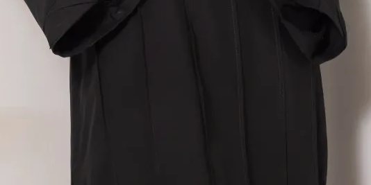 Black pleated long shirt with white embroidery paired with white capri – SHK-1157