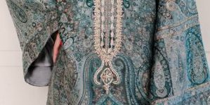 Mireza Grey Banarsi Kaftan Set