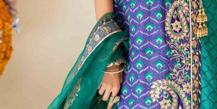 Kira Purple –Turquoise Angrakha Set