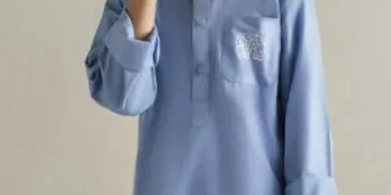 Chambray Elephant Print Kurta Set