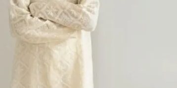 Off-White Embroidered Net Kurta Set