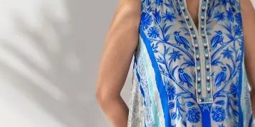 Sapphire Blue & Grey Printed Kaftan