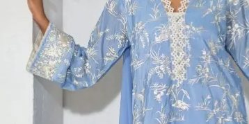 Powder Blue Floral Threadwork Kurta Set