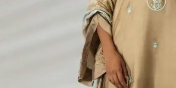 Fawn Tunic with Aqua Embroidered Accents