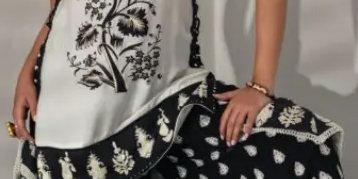 Monochrome Embroidered Tunic with Flared Palazzos