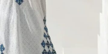 Azure Blue Embroidered Kurti with Printed Gharara