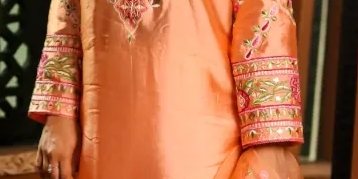 3-Piece Pure Sheesha Silk Suit (Peach)