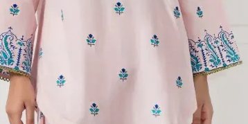 Pink block printed lawn tunic with matching shalwar – SHK-960
