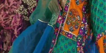 Emerald green blockprinted kaftan with gotaa work paired with azaar & dupatta – SHK-1025