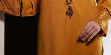 Mustard Long Shirt with Embroidered Detailing with Matching Capri – SHK-1037