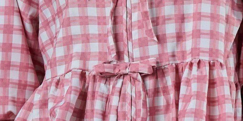 Pink Checked Peplum Top