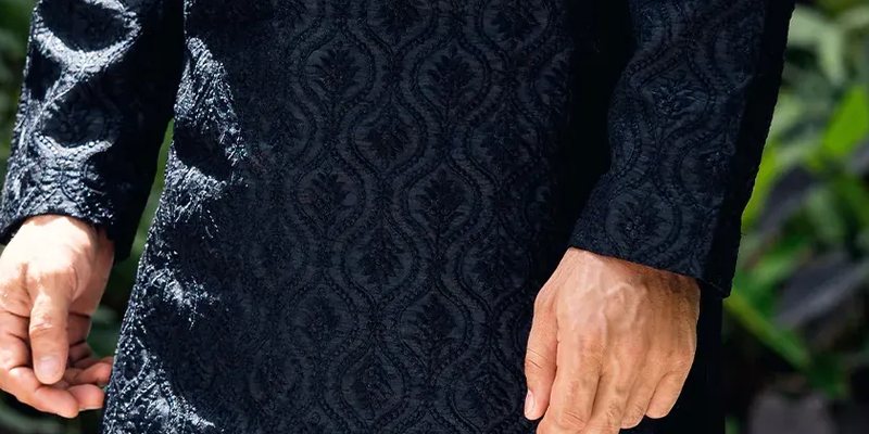 Classic Black Embroidered Kurta & Farshi Shalwar Set