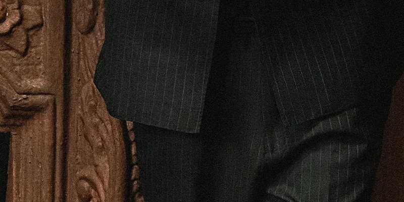 Classic Dark Black Double-Breasted Pinstripe Three-Piece Suit