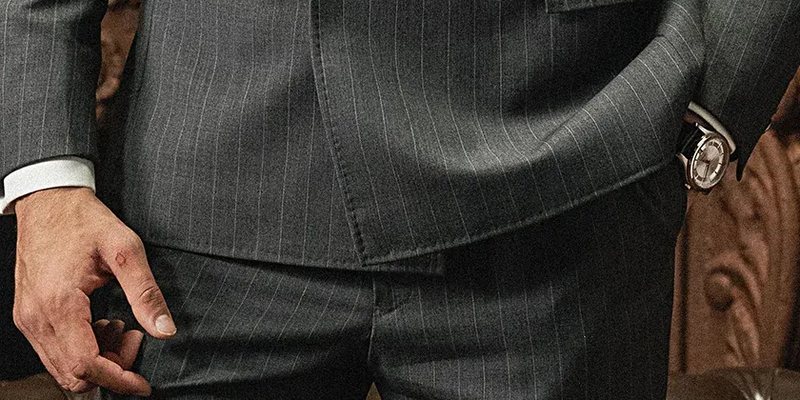Classic Steel Grey Double-Breasted Pinstripe Three-Piece Suit