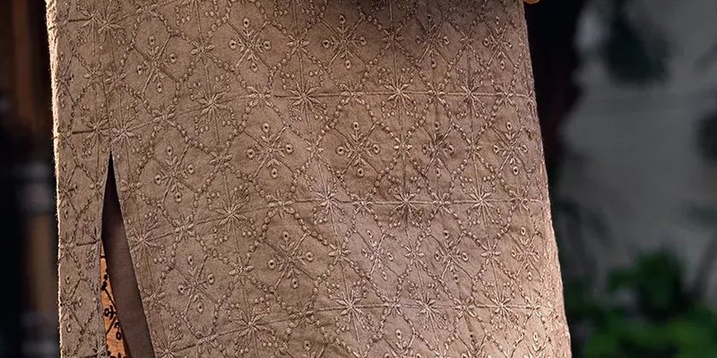 Mocha Brown Embroidered Kurta & Farshi Shalwar Set