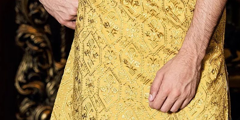 Mustard Gold Embroidered Kurta Pajama Set