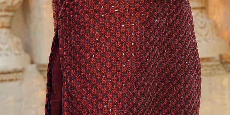 Royal Maroon Tropical Silk Embroidered Kurta Pajama Set